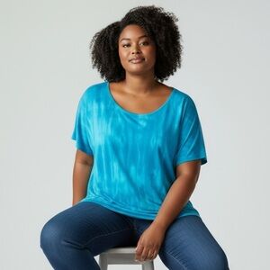 TORRID - NWT - SIZE 2X / 18-20 - BLUE TIE DIED - CALLIE HAVE FUN - OFF SHOULDER